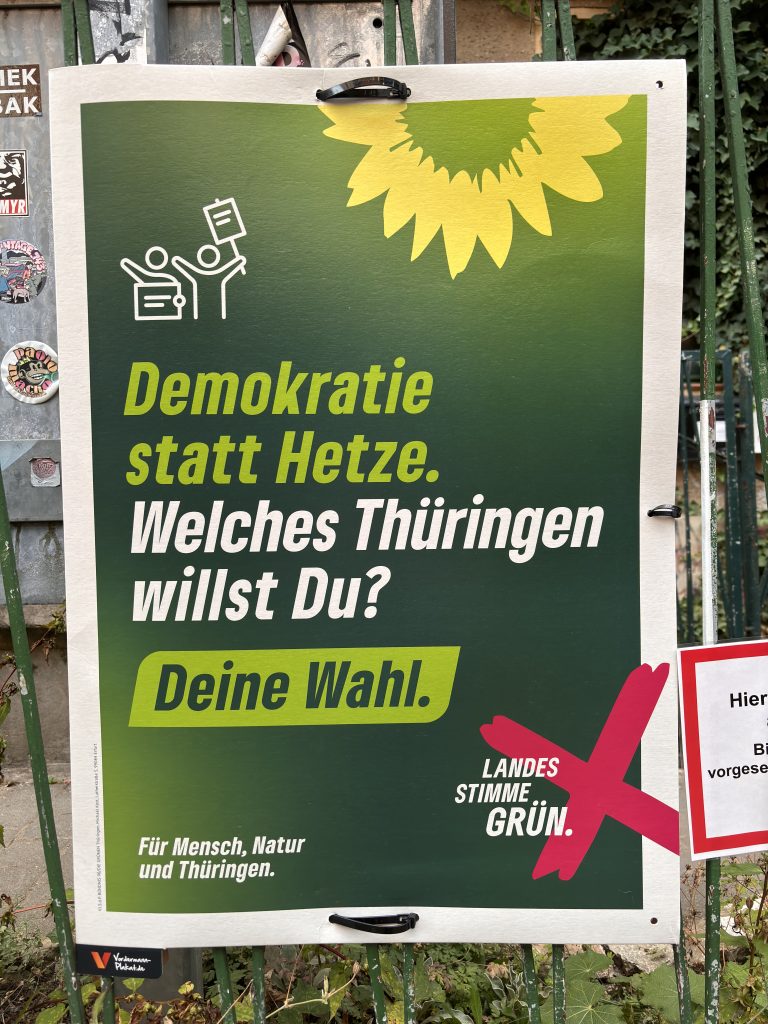 Ein aktuell in Jena aushängendes Wahlplakat der Grünen